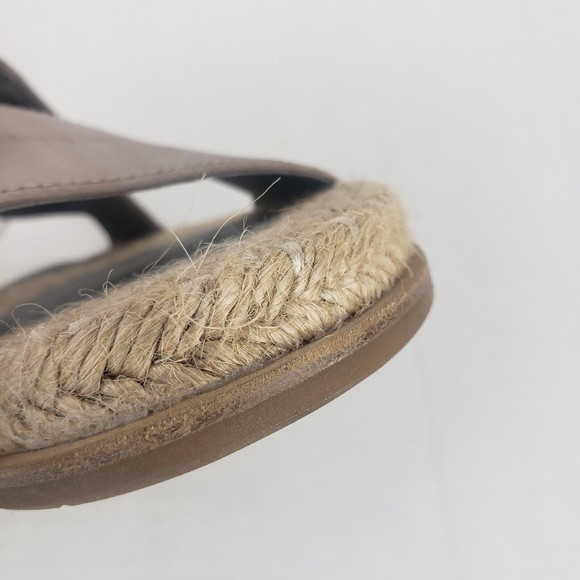 Eileen Fisher Max Womens Leather Ankle Strap Espadrilles Sandals cement grey 6 - Picture 8 of 14
